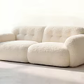 Modern Plush White Two Seater Sofa With Soft Cushions And Cozy Armrests