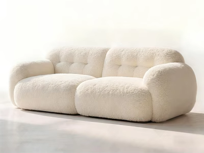Modern Plush White Two Seater Sofa With Soft Cushions And Cozy Armrests 3d model