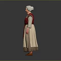 Elderly Woman Wearing Red Embroidered Vest And Beige Long Traditional Dress