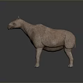Realistic Tapir Sculpture With Brown Textured Body On Dark Reflective Surface
