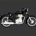 Classic Black Motorcycle Featuring Black Seat Silver Engine And Chrome Accents On Reflective Surface