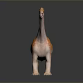 Orange Sauropod Dinosaur Game Movie Character with Long Neck Open Mouth Standing 3D Render