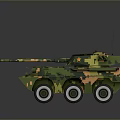 Military Camouflage Wheeled Armored Tank With Gun Turret And Antenna