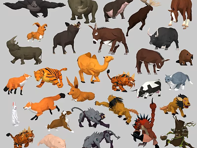 Various Reptile Species Including Lizards Snakes And Turtles In Natural Habitat 3d model