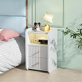 White Bedroom Nightstand With Drawers Lamp Decorative Figure And Clock Showing 29