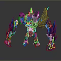 Mechanical Game and Movie Character With Blue Flaming Arms and Spiked Armor Design