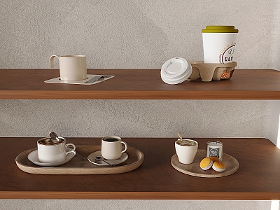 Flower Coffee Cup Drink Beverage Dessert Food Solid Wood Oval Tray Antique Storage Rack 3d model