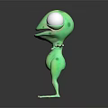 3D Green Frog Character With Big Eyes Open Arms And Smiling Expression 3d model