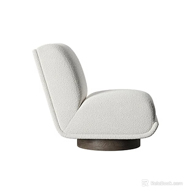 Modern Light Colored Single Sofa With Plush Fabric And Round Dark Wood Base 3d model