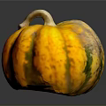 Fresh Yellow and Green Pumpkin with Textured Skin Healthy Organic Food Ingredient
