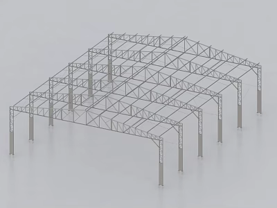 Industrial Steel Structure Frame For Building Construction With Steel Beams And Support Columns 3d model