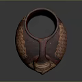 Ancient Ceramic Sculpture Red And Beige With Handle And Geometric Intricate Carved Designs On Surface