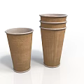 Brown Paper Cups As Daily Living Supplies With Single And Stacked Design