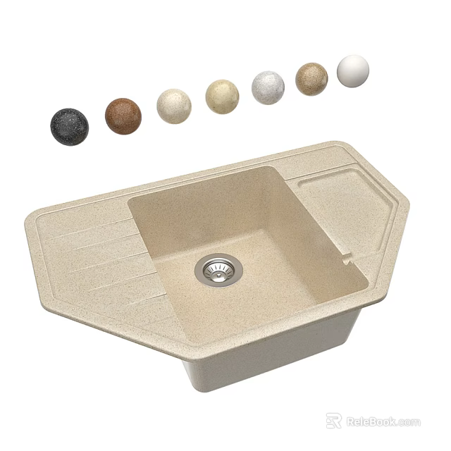 Modern Kitchen Sink with Single Bowl Design and Multiple Color Options 3d model
