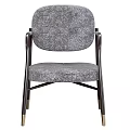 Gray Textured Fabric Leisure Chair With Metal Frame And Curved Armrests Design