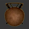 Classic Wooden Dining Chair With Curved Backrest And Round Seat