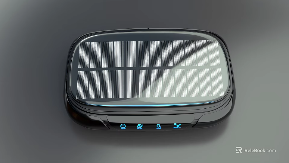 Smart Machine With Solar Panel On Top And Blue Indicator Lights At Bottom 3d model