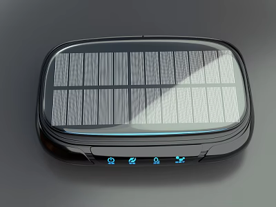 Smart Machine With Solar Panel On Top And Blue Indicator Lights At Bottom 3d model
