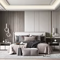 Modern Neutral Bedroom Interior Design With Decorative Pendant Lights Nightstands And Soft Rug