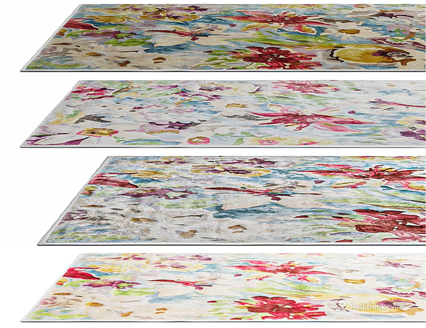 Vibrant Square Rugs With Colorful Floral Patterns For Modern Home Decoration 3d model 
