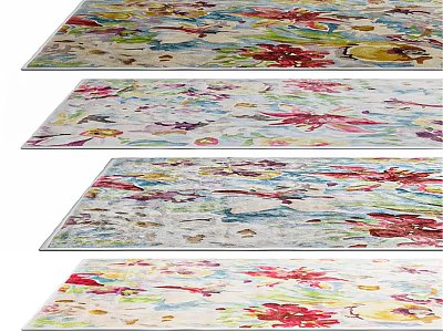 Vibrant Square Rugs With Colorful Floral Patterns For Modern Home Decoration 3d model