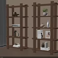 Stylish Wooden Bookshelves Displaying Books Vases Potted Plant And Decorative Items
