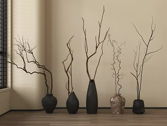 New Chinese Vase Dried Branches Pottery Pot Vase 3d model