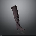 Women's Pink Suede Slouchy Over The Knee Boots With Stiletto Heel
