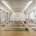 Spacious Yoga Studio Fitness Area With Aerial Hammocks Yoga Mats And Red Exercise Ball