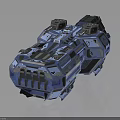 Blue Futuristic Spacecraft Design With Detailed Structure For Space Exploration 3d model
