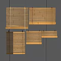 Bamboo Blinds In Various Styles Hanging On Modern Gray Wall Surface 3d model