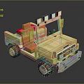 Yellow Toy Truck With Orange Seats Roof Lights And Black Wheels Design