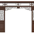 Traditional Chinese Wooden Door Arch With Intricate Carved Lattice And Circular Design