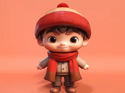 Handmade Cute Boy Scarf Boy Warm Boy Winter Boy Ornaments Decorations Anime Character Game Character Cartoon Boy 3d model