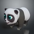 Cute 3D Cartoon Panda Character With Big Green Eyes Standing Pose Design