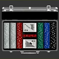 Silver Open Metal Case With Colored Poker Chips And Playing Cards