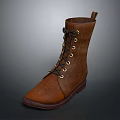 Brown Leather Lace Up Boots For Daily Wear As Essential Living Items