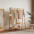 Wooden Clothes Rack Holds Clothes Hats Bags In Cozy Room