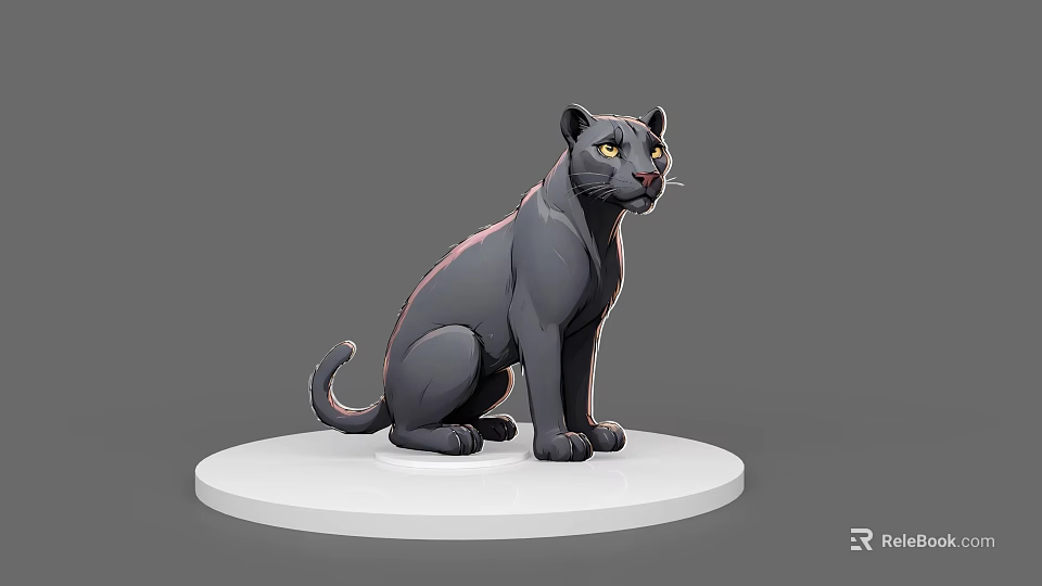 Black Reptile Figure Sitting On White Base With Gray Background 3d model 