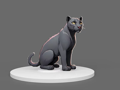 Black Reptile Figure Sitting On White Base With Gray Background 3d model