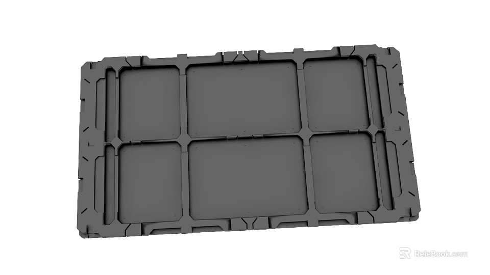Grey Plastic Storage Pallet With Divided Compartments For Transport And Organization 3d model 