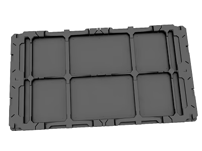 Grey Plastic Storage Pallet With Divided Compartments For Transport And Organization 3d model