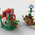 LEGO toy blocks cartoon mushroom house cartoon scene snail 3d model