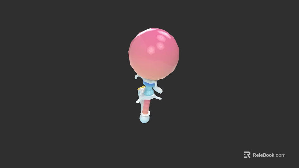Cartoon Style Weapon With Pink Spherical Head And Blue White Handle 3d model 