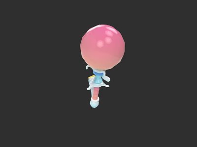 Cartoon Style Weapon With Pink Spherical Head And Blue White Handle 3d model