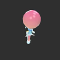 Cartoon Style Weapon With Pink Spherical Head And Blue White Handle