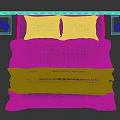 Double Bed with Tufted Headboard Modern Nightstands Table Lamps and Linen Bedding