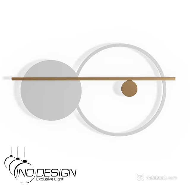 Modern Wall Lamp with Circular Gray Panel and White Ring Design Elements 3d model 