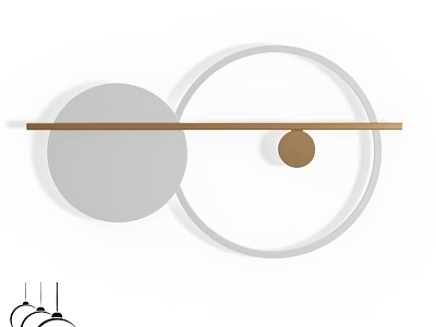 Modern Wall Lamp with Circular Gray Panel and White Ring Design Elements 3d model