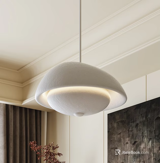 Modern Dome Shaped White Pendant Light With Soft Glow In Minimalist Interior Design 3d model 